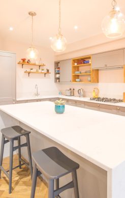 Contemporary kitchen with central island in open-plan rear extension
